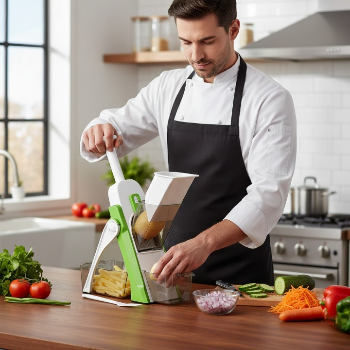 4 in 1 Mandoline Spring Slicer – Vegetable & Fruit Cutter