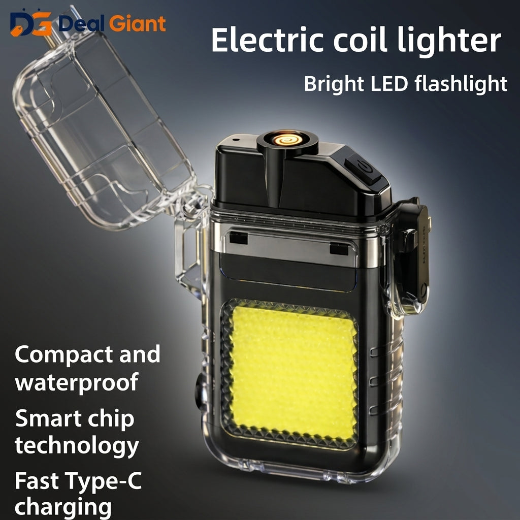 2-in-1 Electric Coil Lighter with LED Flashlight Rechargeable USB Flameless Lighter | Windproof Heating Coil Lighter & Emergency Torch Light for Home & Outdoor – Deal Giant