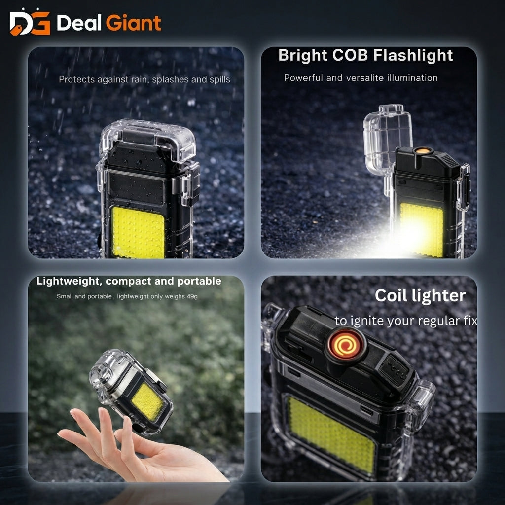 2-in-1 Electric Coil Lighter with LED Flashlight Rechargeable USB Flameless Lighter | Windproof Heating Coil Lighter & Emergency Torch Light for Home & Outdoor – Deal Giant