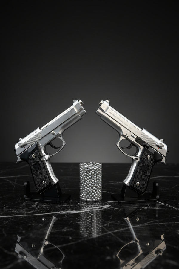 Silver M92 Beretta Airsoft Toy Gun – Realistic, Durable & Fun for Airsoft Enthusiasts with single shot mode