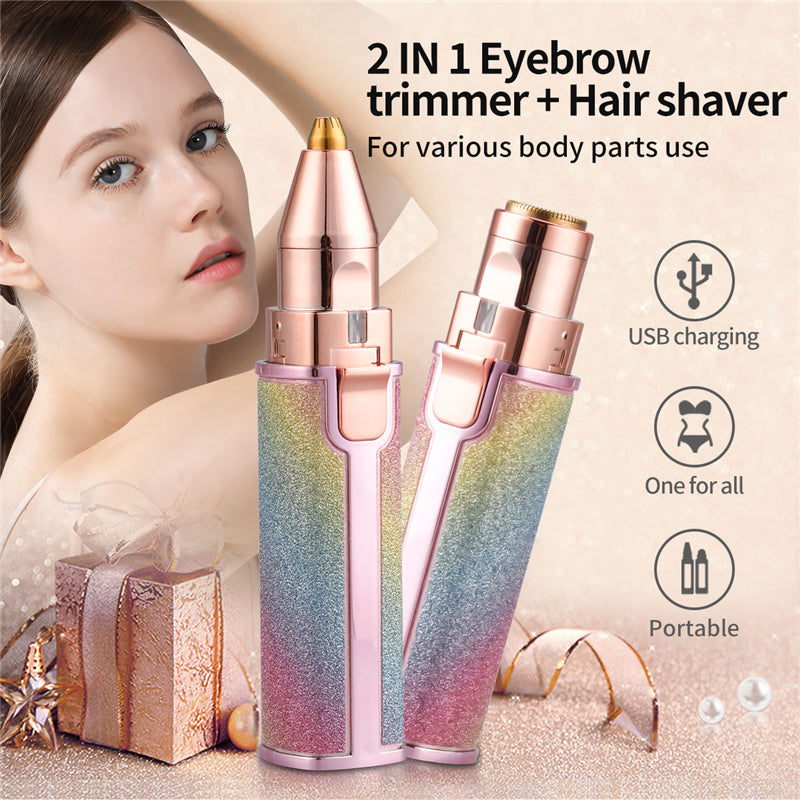 Eyebrow Trimmer | 2 In 1 Painless Brow Shaver Hair Remover Battery Operated Eyebrow Trimmer Facial Hair Remover