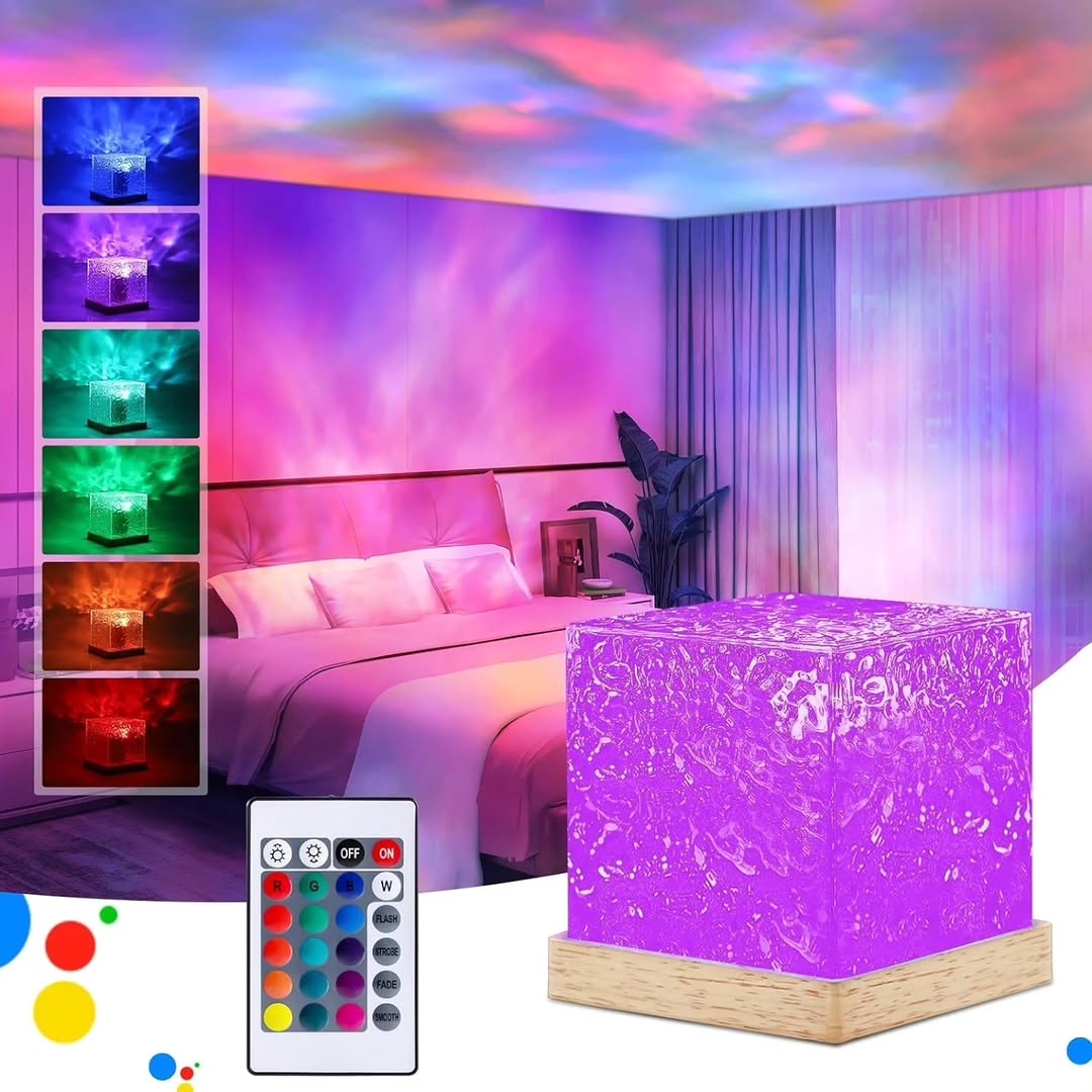 Water ripple suqare lamp with 16 different colors of light.