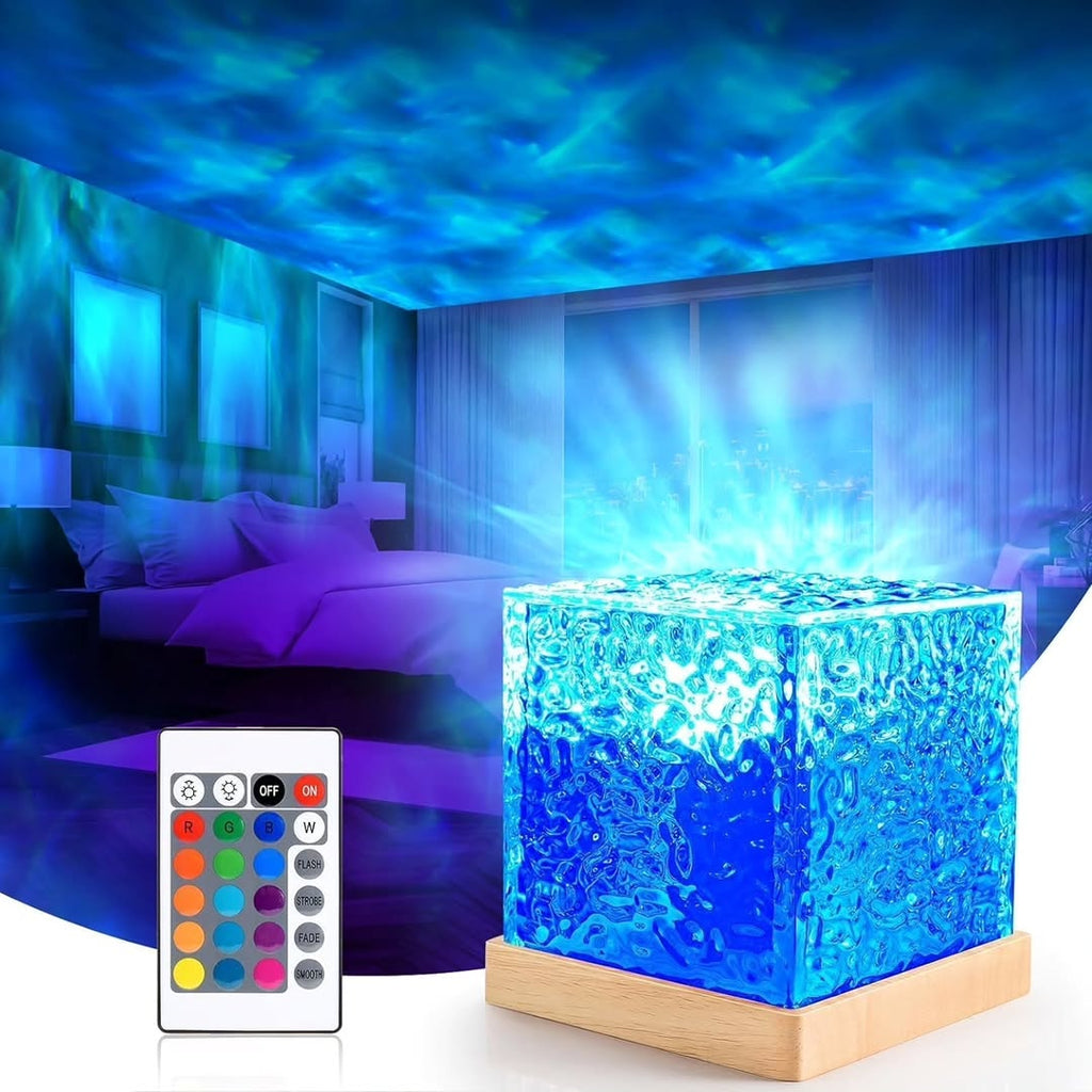 Water ripple suqare lamp with 16 different colors of light.