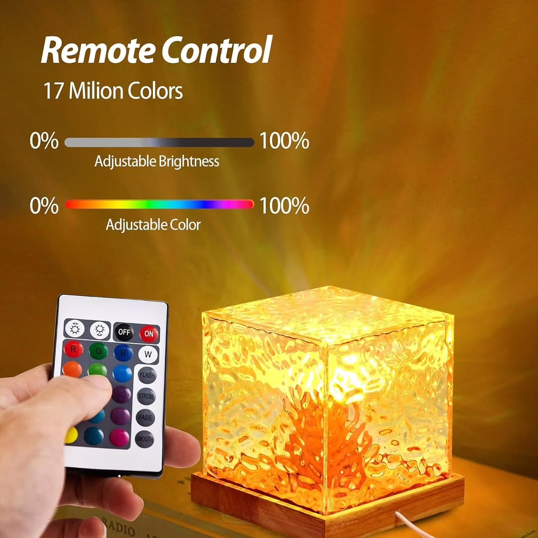 Water ripple suqare lamp with 16 different colors of light.